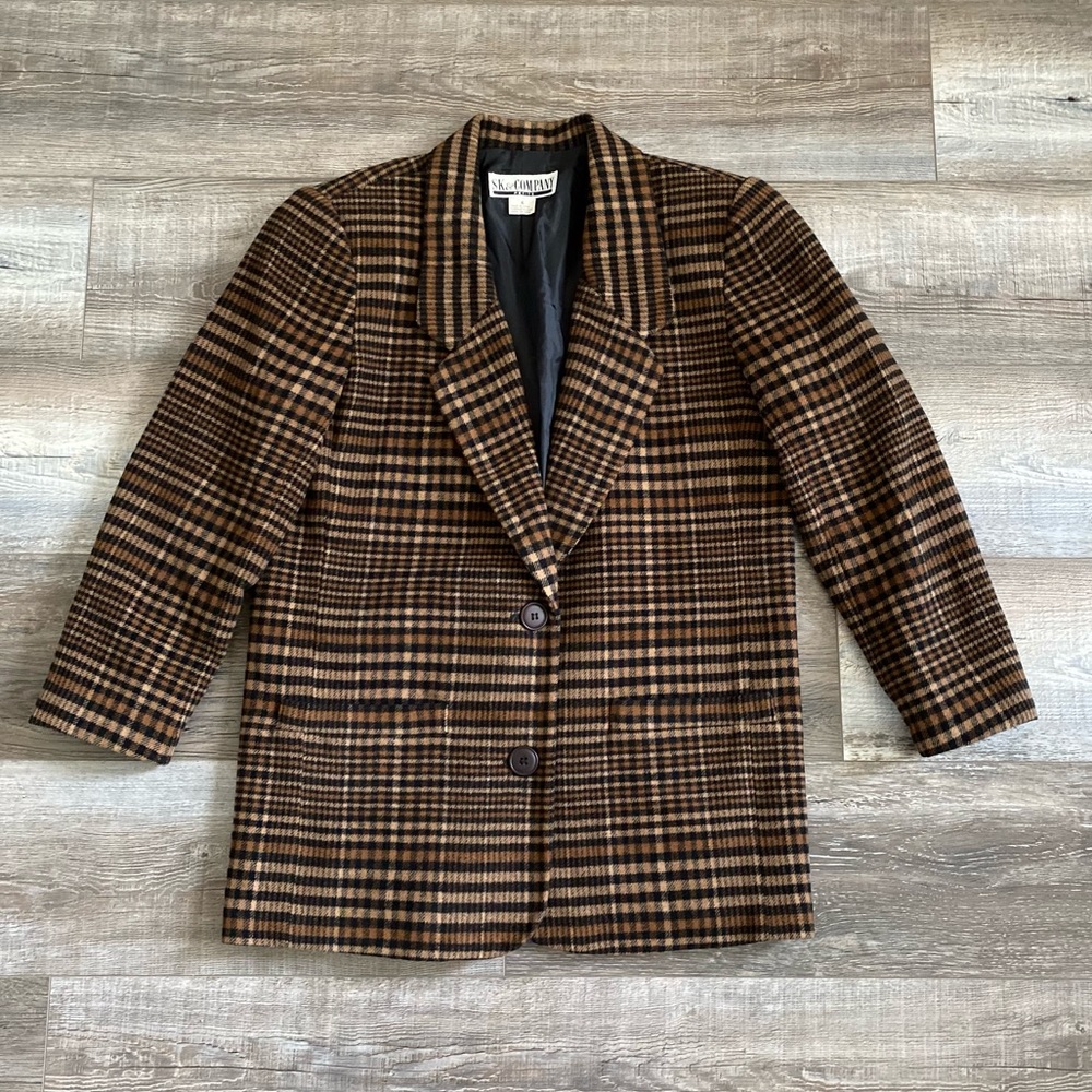 Vintage Brown Plaid Grandpa Blazer Size 6